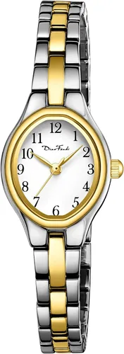 Diaofendi Relojes de pulsera de oro pequeños relojes vintage de cuarzo para mujer, correa de acero inoxidable, resistente al agua.