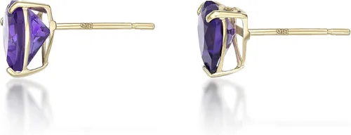Miniatura 3 de Aretes de tuerca con forma de corazón con piedras preciosas de 0.236 in para mujer, en oro amarillo de 10 quilates con forma de corazón Lavari