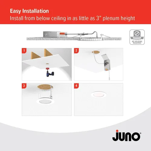 Miniatura 7 de Juno Luces LED empotrables redondas de 4 pulgadas, luz descendente de oblea deflectora, temperatura de color blanco conmutable 5 en 1, brillo