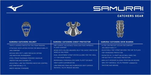 Miniatura 3 de Mizuno Samurai Baseball Boxed Catcher's Gear Set