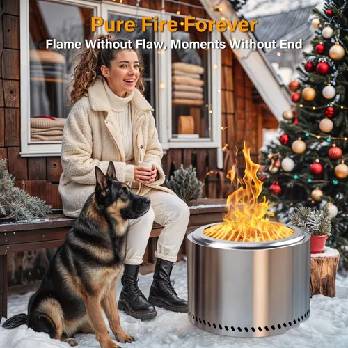 Miniatura 8 de HGD Chimenea sin humo de 20 pulgadas para exteriores, fogata de leña de acero inoxidable con combustión secundaria, estufa de patio trasero