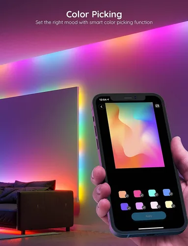 Miniatura 5 de Govee Tira de luces LED RGBIC, luces LED Bluetooth de 16.4 pies que cambian de color con control de aplicación segmentada, tira LED inteligente