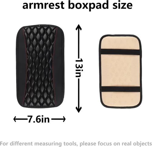 Miniatura 2 de Funda para consola central de automóvil, funda de piel sintética para reposabrazos de automóvil con diseño de rejilla de diamante, fundas Negro