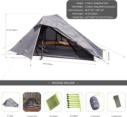Miniatura 2 de Altair Dos - Tienda de campaña ultraligera para 2 personas, impermeable, compacta, 3 estaciones, refugio de doble pared para mochileros, camping