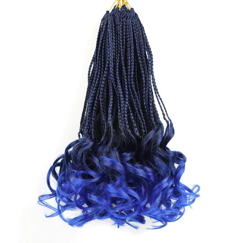 Miniatura 32 de Trenzas de ganchillo rizado francés T33, cabello pre-anillado 10 pulgadas, trenzas cortas rizadas francesas con extremos rizados, trenzas box