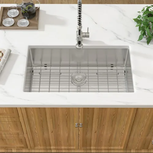 Miniatura 3 de Fregadero de cocina empotrado 30 - Fregadero empotrado de 30"x19" de acero inoxidable calibre 16 de un solo tazón debajo de la encimera