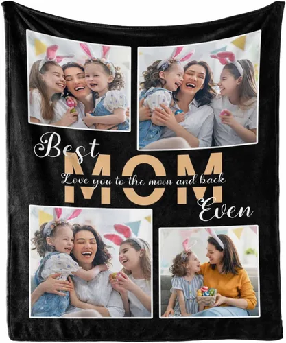 Miniatura 7 de MyPupSocks Manta personalizada de collage de fotos para papá con mensaje de amor de parte de esposa, hija e hijo, manta de fotos personalizada