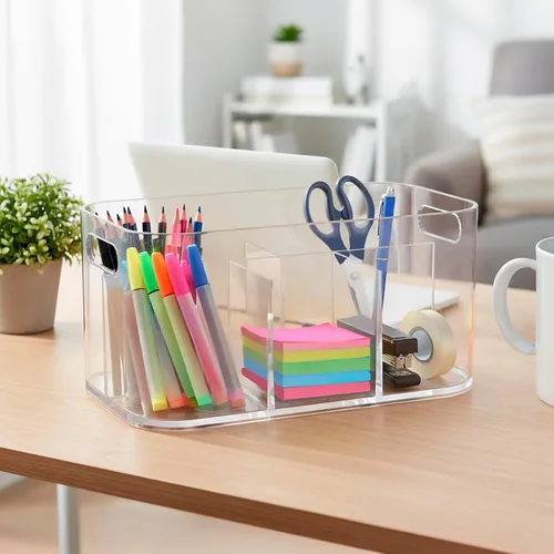 Miniatura 4 de STORi Bliss Organizador de Almacenamiento de Cosméticos de Plástico de 5 Compartimentos Transparente Contenedor de Maquillaje Rectangular