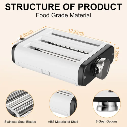 Miniatura 7 de Accesorio para máquina de pasta para todos los mezcladores Kitchenaid, accesorios para mezclador de fideos Kitchen Aid 3 en 1 incluyendo rodillo