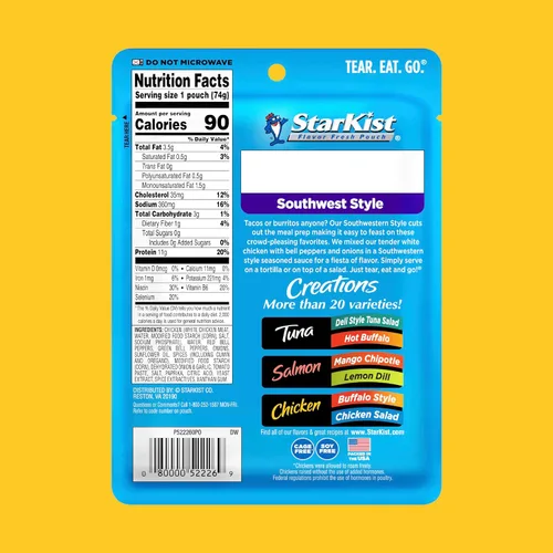 Miniatura 30 de StarKist Chicken Creations BOLD - Bolsa estilo búfalo (5 onzas, 12 unidades) Carne blanca totalmente cocida con alto contenido de proteínas, sin