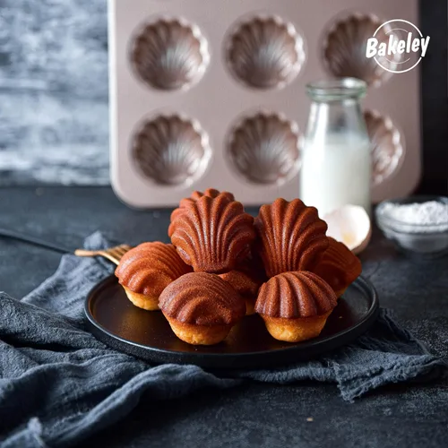 Miniatura 5 de Madeleine Molde para tartas, 9 cavidades antiadherentes, esférico, para hornear al horno (dorado champán)