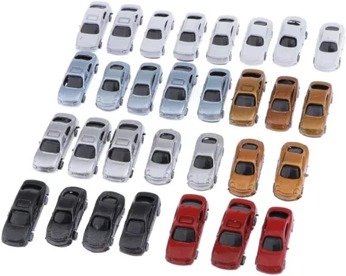 Miniatura 5 de LoveinDIY 30 unidades de autos miniatura surtidos para manualidades de diorama, escala Z 1:200, multicolor
