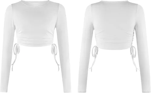 Miniatura 5 de Kirozanny Camiseta corta básica con cuello en U para mujer, sin mangas, con cordón lateral, ajustada, para mujer