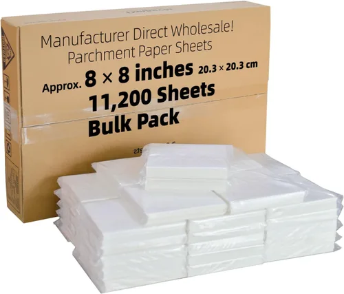 Miniatura 31 de Cuadrados de papel pergamino pequeños comerciales de 4 x 4 pulgadas (43,200 hojas), sin blanquear, antiadherentes, precortados, para envoltorios