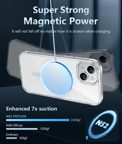 Miniatura 1634 de FNTCASE Funda para iPhone 13 Pro-Max: Fundas magnéticas transparentes compatibles con Magsafe Slim anti amarillamiento protección contra caídas