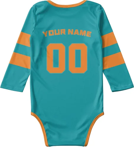 Miniatura 3 de Ropa de bebé personalizada de manga larga de fútbol ropa de bebé recién nacido, número de nombre personalizado, regalos de bebé niño niña