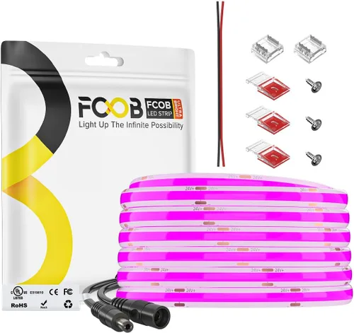 Miniatura 36 de Tira de luces LED COB DC24V de 16.4 pies, 6000 K, blanco frío, 320 LED, flexible, de alta densidad, uniforme, brillante, 9W/m, CRI90+ regulable