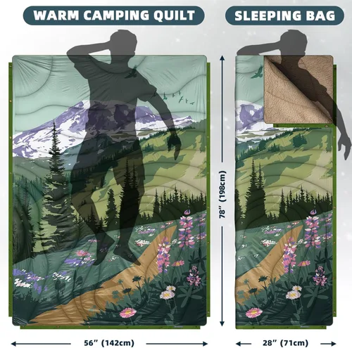 Miniatura 4 de Manta de campamento al aire libre con forro sherpa, mantas de campamento gruesas extra cálidas y acolchado ultraligero suave poncho DWR edredón