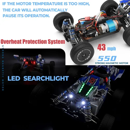 Miniatura 3 de WLtoys 144001 V2 1/14 RC Cars, 4WD Control remoto de alta velocidad para adultos, diseño de iluminación creativa, hardware y batería actualizados