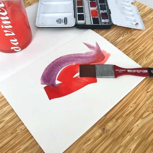Miniatura 250 de da Vinci Watercolor Series 5580 CosmoTop Spin Pincel de Pintura, Redondo Sintético con Mango Rojo