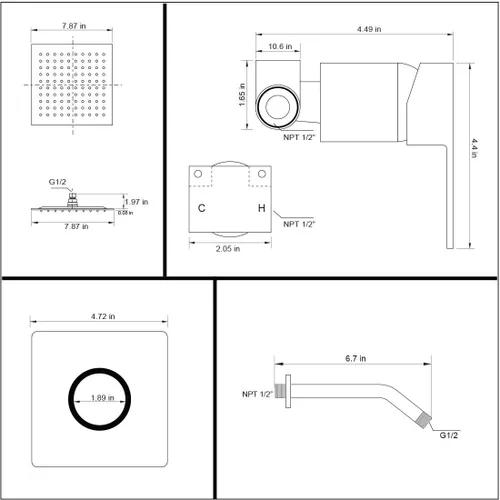 Miniatura 7 de Grifo de Ducha Negro GGStudy Kit de Acabado de Ducha de Una Sola Función con Válvula de Instalación Empotrada Conjunto de Ducha Sistema de Grifo