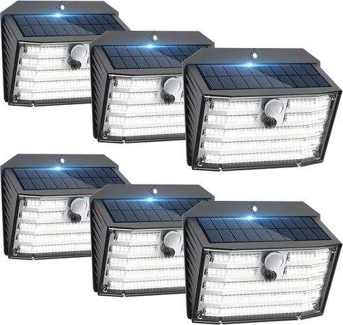Miniatura 12 de CLAONER Luces solares para exteriores [126 LED], luces inalámbricas con sensor de movimiento, luces de seguridad impermeables IP65, 3 modos, ángulo