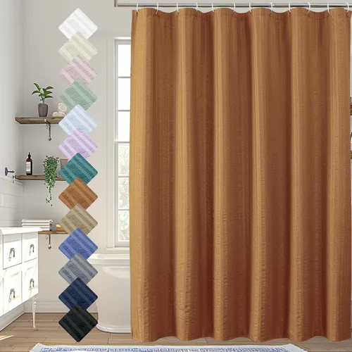 Miniatura 16 de Aiyufeng Moga - Cortina de ducha verde salvia, cortinas de ducha texturizadas en relieve 3D para baño, cortina de baño de tela de poliéster de lujo