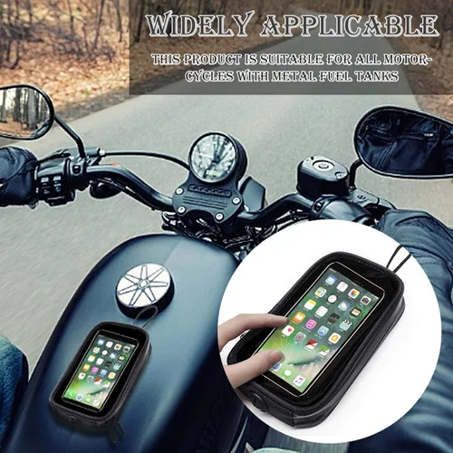Miniatura 3 de Naysku Bolsa de tanque de motocicleta, soporte magnético para teléfono con conector para auriculares, bolsa transparente para tanque, bolsa