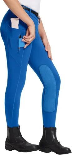 Miniatura 13 de baleaf Pantalones de equitación para niñas, pantalones ecuestres para niños, con parche en la rodilla, bolsillo con cremallera