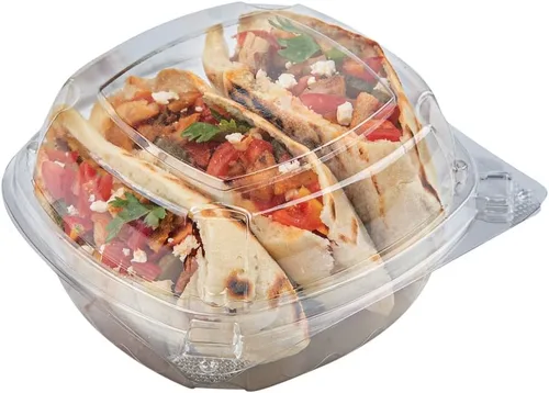 Miniatura 21 de Futura - Recipientes para aperitivos de 5 onzas, 100 recipientes para salsa para microondas, 2 compartimentos, tapa con bisagras, vasos de plástico