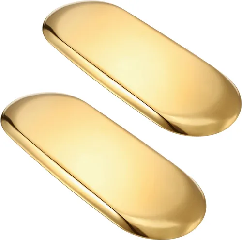 Miniatura 7 de Bandeja ovalada dorada de acero inoxidable (11.8 pulgadas de largo x 4.8 pulgadas de ancho) – Mini bandeja de mesa auxiliar para joyas, cosméticos