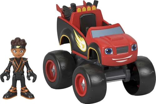 Fisher-Price Blaze and the Monster Machines - Juego de figuras y camión de juguete, Ninja Blaze y AJ, juego de carreras preescolares a partir de 3