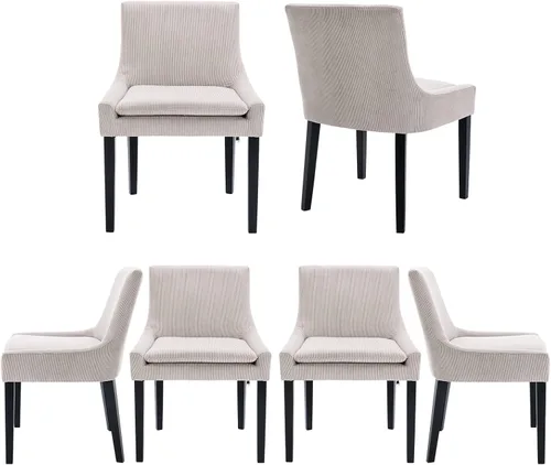Miniatura 19 de COLAMY Juego de 2 sillas de comedor tapizadas con respaldo medio y patas de madera, sillas auxiliares modernas para sala de estar/comedor