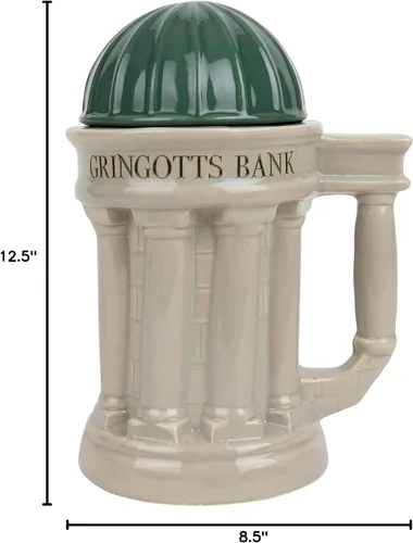 Miniatura 8 de Harry Potter Gringotts Bank - Taza grande de 30 onzas, jarra de cerveza con tapa de cerámica con licencia oficial, para café, té, cerveza