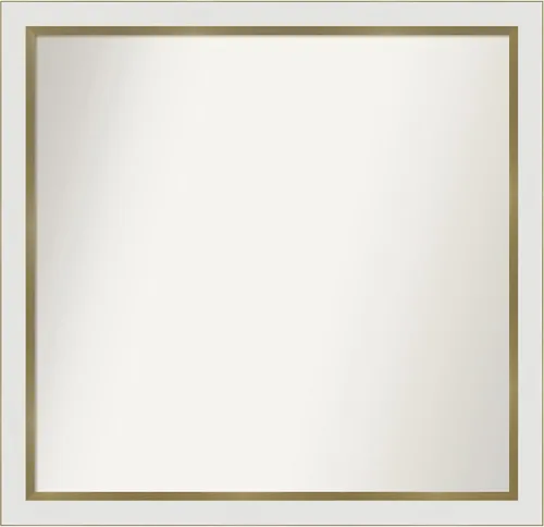 Miniatura 132 de Amanti Art Espejo de baño blanco para sobre el fregadero, 30 x 35 pulgadas, espejo de tocador rectangular estrecho de Eva de oro blanco, marco
