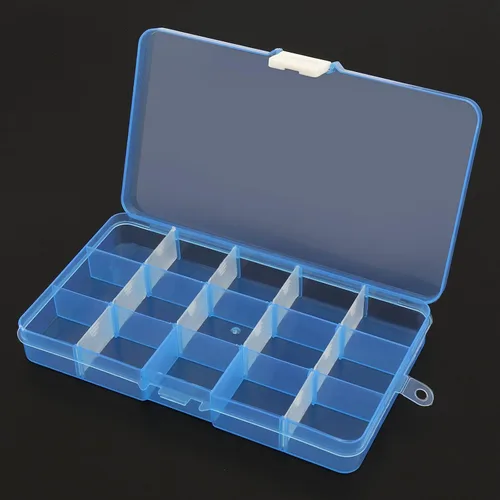 Miniatura 2 de 1 caja organizadora de plástico de 6.7 x 3.9 in con divisores ajustables, caja de almacenamiento de joyas para suministros de oficina, cuentas, Azul