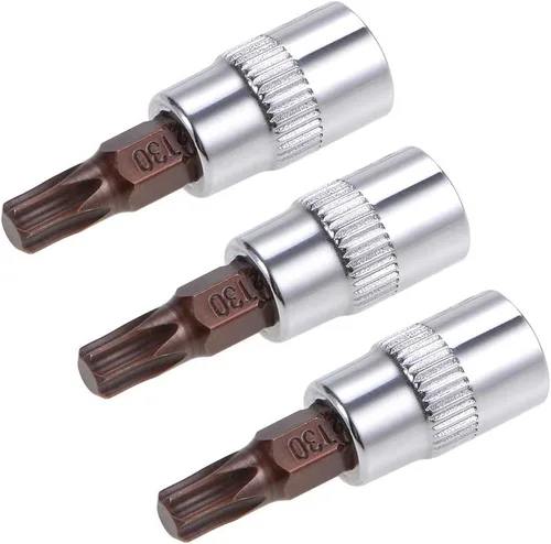 Miniatura 4 de uxcell 3 piezas de 1/4 pulgadas de unidad x T20 Torx zócalo, brocas de acero S2 CR-V sockets 1.496 in longitud uso con llave de trinquete, barra