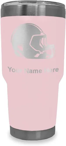 Miniatura 19 de LaserGram Vaso aislado al vacío de 20 onzas, casco de fútbol, grabado personalizado incluido (morado claro)
