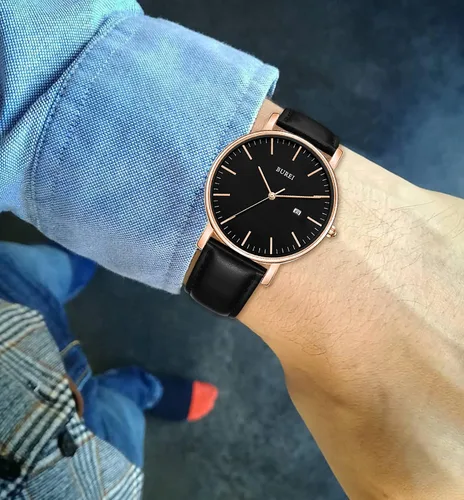 Miniatura 5 de BUREI - Reloj de pulsera analógico para hombre con fecha y correa de piel