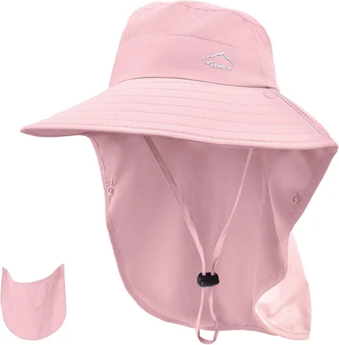 Miniatura 18 de Rosoz - Sombrero de sol para hombres y mujeres con solapa para el cuello, ala ancha, UPF50+, sombrero de pesca con cubierta facial desmontable