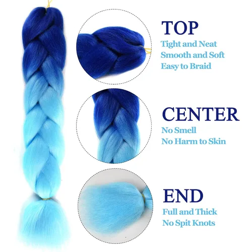Miniatura 4 de Extensiones de cabello sintético para trenzar ombré, extensiones de cabello sintético jumbo para trenzas, de alta temperatura