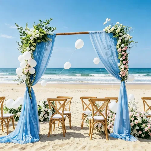 Miniatura 46 de DUOBAO Cortina de gasa naranja transparente de 10 pies, 2 paneles de 29 x 120 pulgadas, cortinas de tela de gasa para ceremonia de boda, cortinas