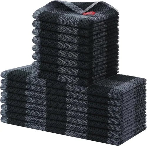 Miniatura 14 de Homaxy - Juego de toallas de cocina y paños de cocina, 12 x 12 y 13 x 28 pulgadas, juego de 12 paños de cocina 100% algodón, de punto gofre, a Negro