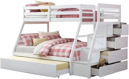 Miniatura 4 de Acme Jason - Litera de madera de tamaño individual sobre cama matrimonial con nido en color espresso