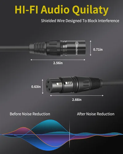 Miniatura 4 de XLR - Paquete de 2 cables de micrófono macho a hembra de 6 pies, cable de audio equilibrado para micrófono, mezclador, altavoces PA, estudio