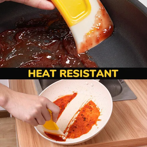 Miniatura 5 de Juego de espátulas de silicona de grado alimenticio para cocina, espátula de goma resistente al calor, herramienta de cocina raspadora sin arañazos