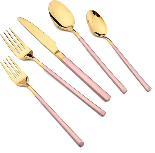 Miniatura 12 de JASHII Juego de cubiertos de acero inoxidable 18/10 para 1, regalo resistente, utensilios de comida, pulido con espejo, apto para lavavajillas
