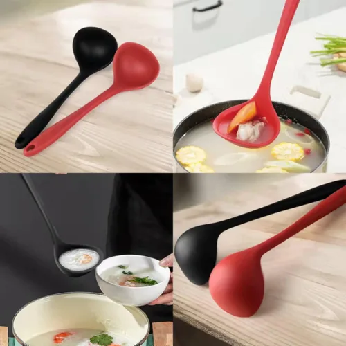 Miniatura 3 de Juego de 2 cucharones de silicona de 12 pulgadas, cucharas de sopa de mango largo sin costuras y antiadherentes, resistentes al calor, cucharones