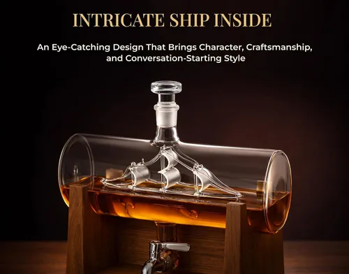 Miniatura 3 de Juego de decantadores de whisky Jillmo para hombres, juego de decantador de 1250ml con 2 vasos de whisky, ideal para regalos de bourbon para hombres