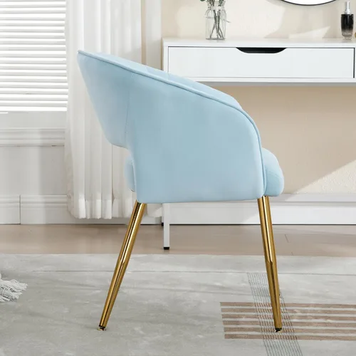Miniatura 18 de ABET Silla de escritorio con ruedas, silla de oficina en casa de terciopelo, silla giratoria con base dorada, sillas acentuadas modernas tapizadas